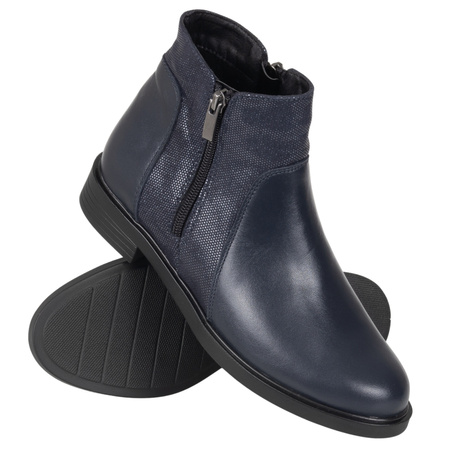 Botki damskie skórzane Syrena SE 404P w kolorze granatowym