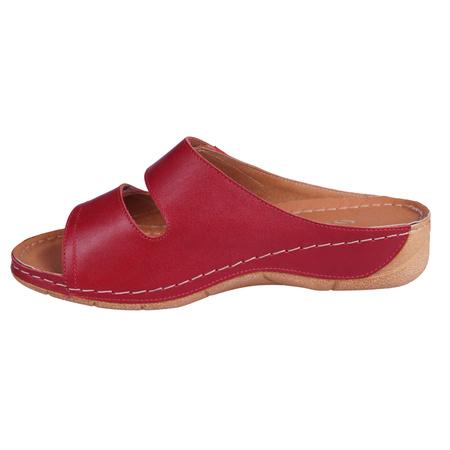 Klapki damskie skórzane SYRENA SWB 22538 czerwone