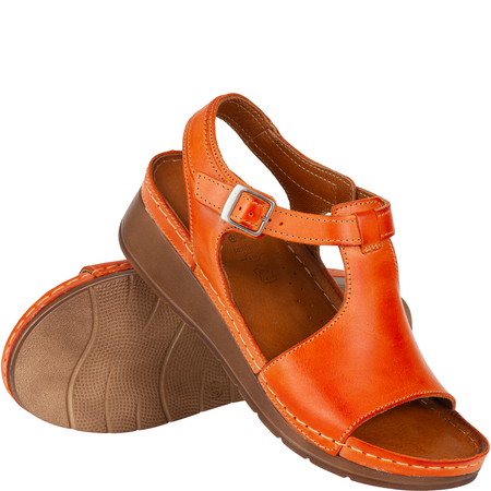 Pomarańczowe sandały damskie skórzane Syrena SST 924