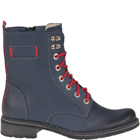 Botki skórzane Syrena SST 1183 – granatowo-czerwone, na zimę