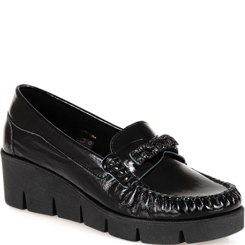 Skórzane mokasyny damskie Syrena SLA 989/P czarny naplak