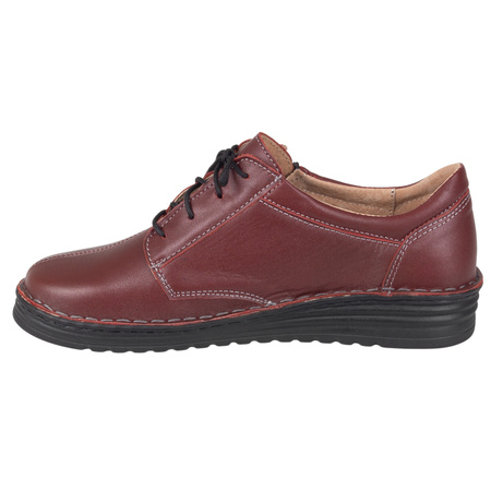 Klasyczne półbuty damskie skórzane Syrena SOT 075/M bordowe