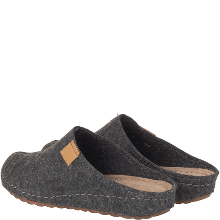 Kapcie damskie Syrena SH 104 grafit z wkładką skórzaną