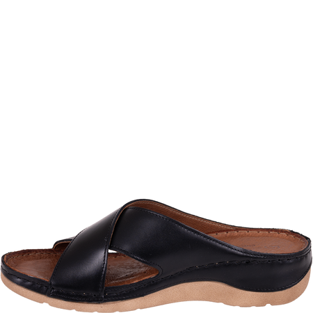 Klapki damskie skórzane marki Syrena SST 869 czarne