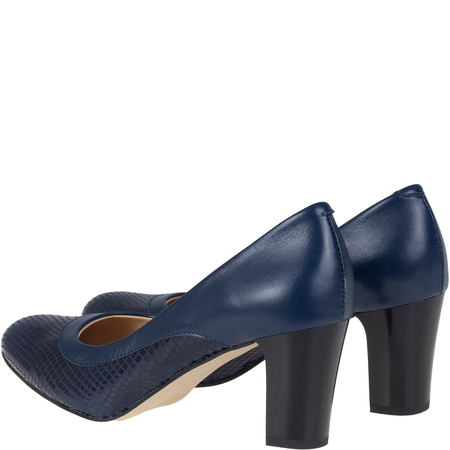 Czółenka na obcasie granatowe skórzane Syrena SWB 186
