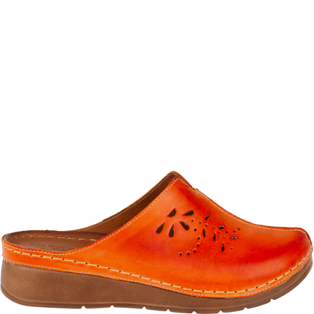 Klapki damskie skóra naturalna Syrena SST 922/M pomarańczowe