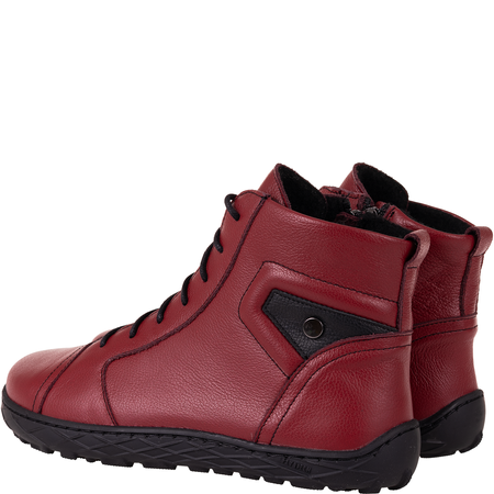 Skórzane botki damskie Syrena SH 706 czerwone - ocieplane