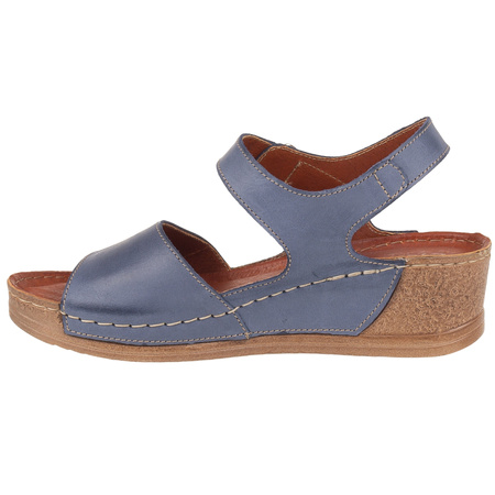 Sandały damskie na koturnie marki Syrena SST 969 niebieskie