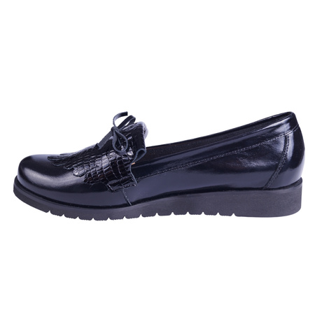 Mokasyny damskie półbuty skórzane wsuwane SYRENA SK 221950/0 czarne