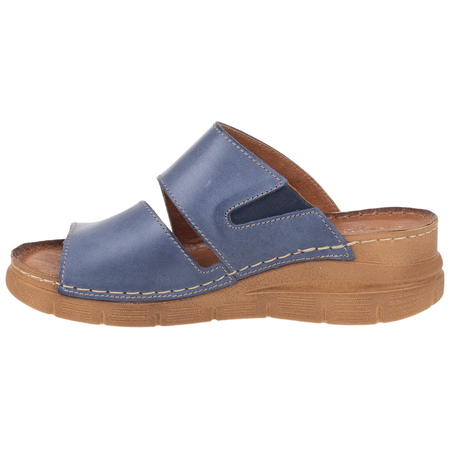 Klapki damskie na koturnie Syrena SST 981 niebieskie