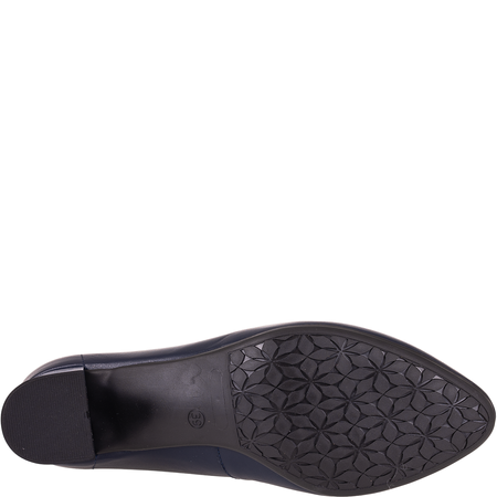 Czółenka skórzane Syrena SPU 1505 granatowe, obcas 6 cm