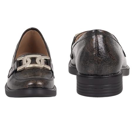 Półbuty damskie mokasyny skórzane Syrena SE 0055 brązowo-złote