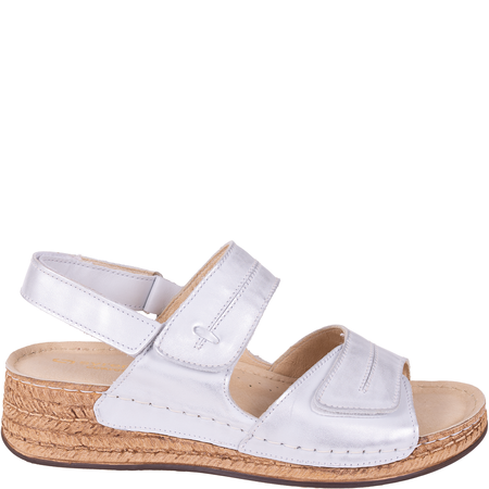 Sandały skórzane damskie marki Syrena SST 993 biało-srebrne