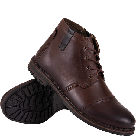 Trzewiki męskie zimowe Syrena SI 087-785 brązowe - skóra naturalna