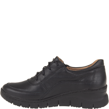 Półbuty Syrena SH 427 czarne skórzane - komfort na koturnie