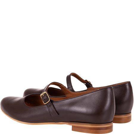 Brązowe baleriny z paskiem Syrena SGO 2107 skórzane