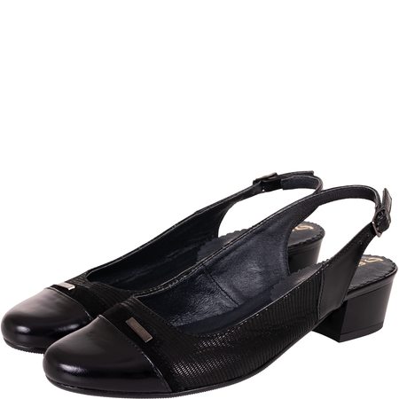 Skórzane sandały na obcasie marki Wielbut 522 czarne