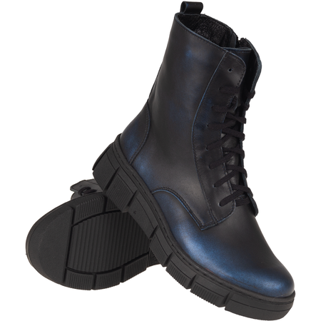 Skórzane trzewiki damskie Syrena SST 4090/DA czarno-granatowe