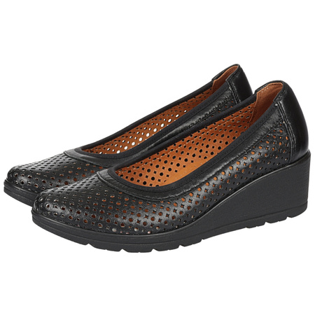 Półbuty ażurowe damskie skórzane Syrena SWB 026 czarne