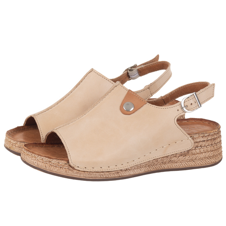 Skórzane sandały damskie marki Syrena SST 987 beżowe