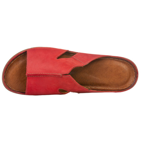 Klapki damskie Syrena SST 925 czerwone - skóra naturalna