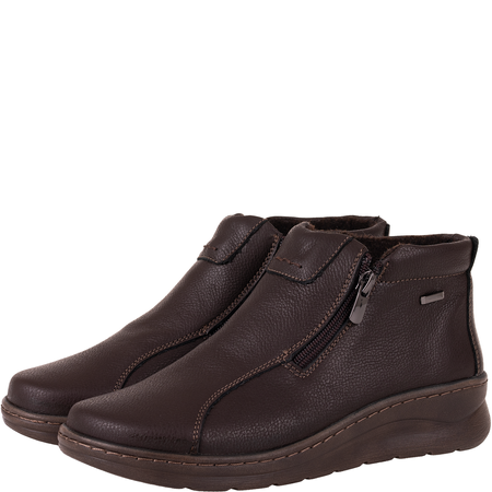 Botki damskie Syrena SH 786 brązowe skórzane wygodne tęgość H+