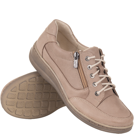 Komfortowe półbuty damskie skórzane Syrena SH 357 beżowe