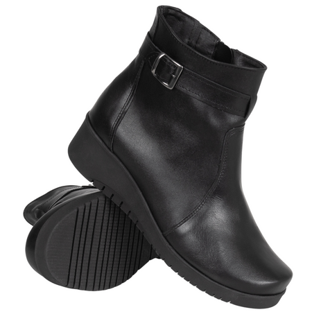 Klasyczne botki czarne skórzane Syrena - model SE 015