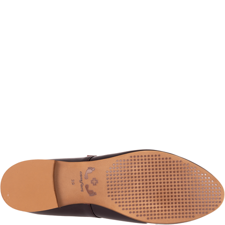 Bordowe baleriny z paskiem Syrena SGO 2107 skórzane