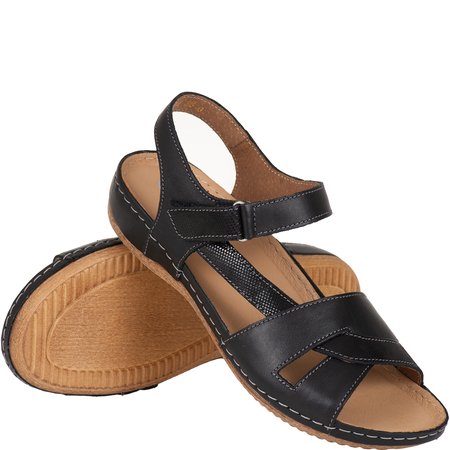 Skórzane sandały damskie marki Syrena SH 246 czarne