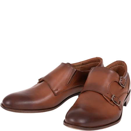 Brązowe półbuty marki Syrena SI 311-606 skórzane z klamrami