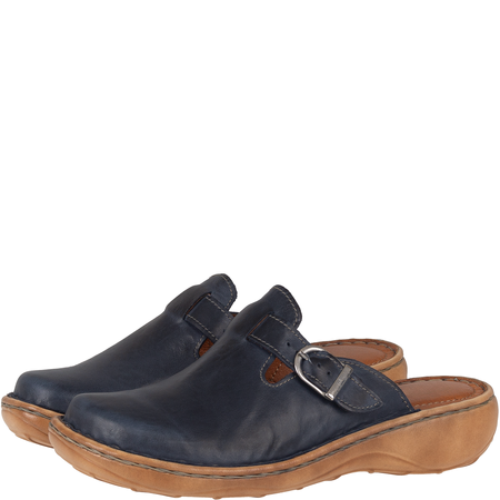Klapki damskie skórzane zakryte Syrena SST 665 granatowe