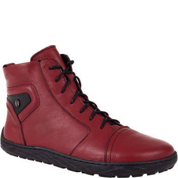 Skórzane botki damskie Syrena SH 706 czerwone - ocieplane