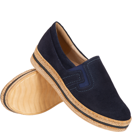 Półbuty skórzane Syrena SE 0577 granat, nubuk - styl i wygoda