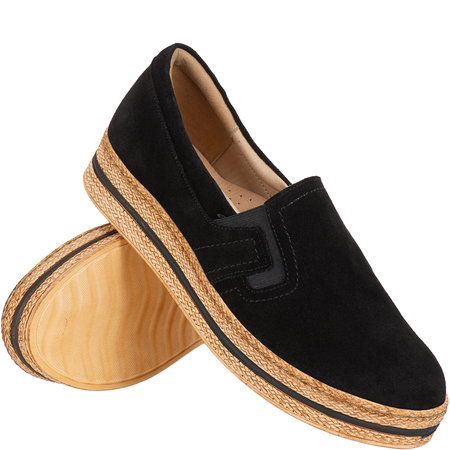 Półbuty skórzane Syrena SE 0577 czarne, nubuk - styl i wygoda