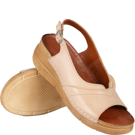 Sandały skórzane damskie marki Syrena SST 983 beżowe