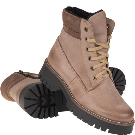 Botki damskie Syrena SST 4103 cappuccino - skóra naturalna