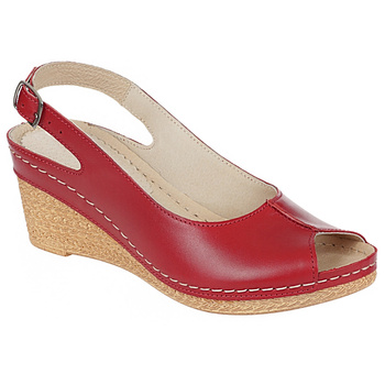 Skórzane sandały na koturnie SYRENA SWB 535 malina