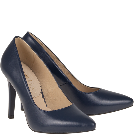 Czółenka, szpilki skórzane damskie Syrena SWB 012 granat