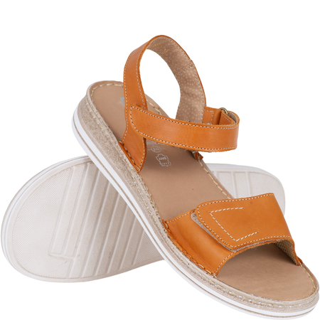 Syrena SH 155 - skórzane sandały damskie jasny brąz