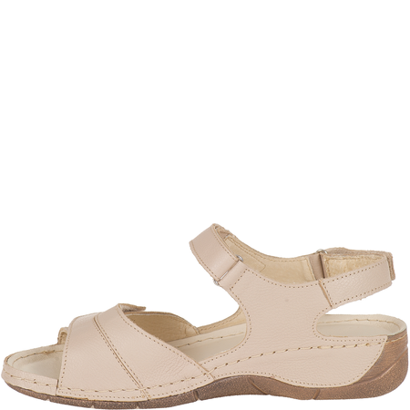 Skórzane sandały damskie na rzepy Syrena SH 106 ecru