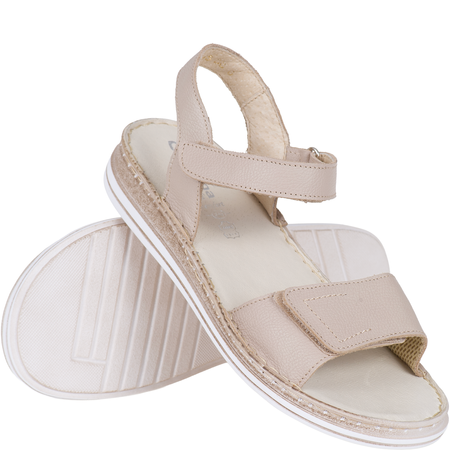 Skórzane sandały damskie ecru marki Syrena SH 155