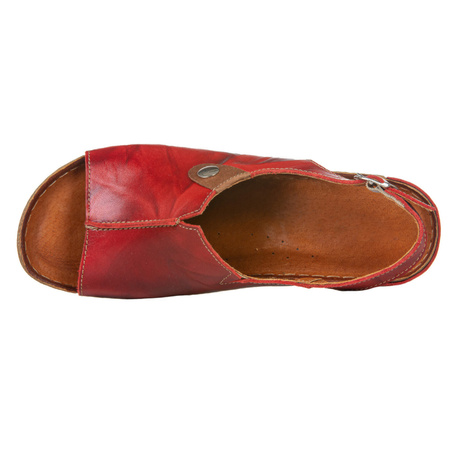 Skórzane sandały damskie Syrena SST 846 czerwone