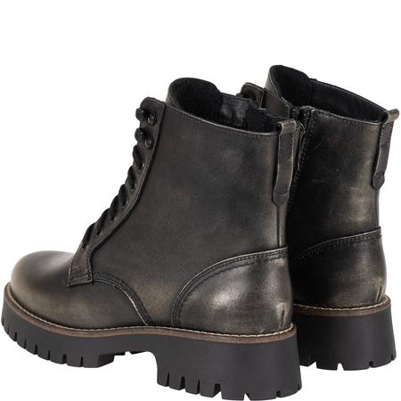 Botki damskie Syrena SST 4096 czarno-złote - skóra naturalna