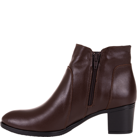 Komfortowe botki damskie Syrena SE 404 - czekolada, skóra