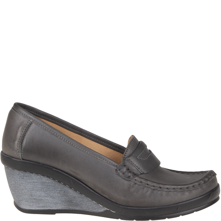 Półbuty na koturnie skórzane Syrena SST 1593/50 grafit