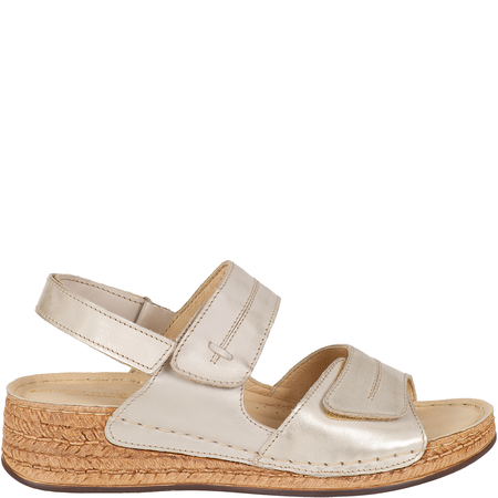 Sandały skórzane damskie marki Syrena SST 993 beżowo-złote