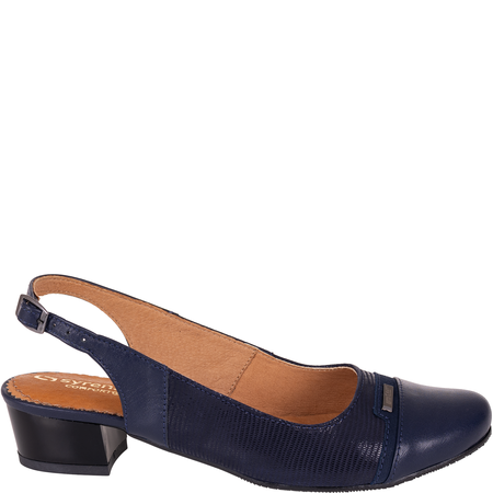 Skórzane sandały na obcasie marki Wielbut 522 granatowe