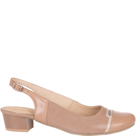 Skórzane sandały na obcasie marki Wielbut 522 ciemny beż