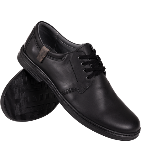 Skórzane półbuty męskie marki Syrena SI 326-776 czarne